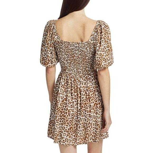 NWT Faithfull the Brand Dress Ilaria Leopard Mini Dress, size US10 - Picture 2 of 14